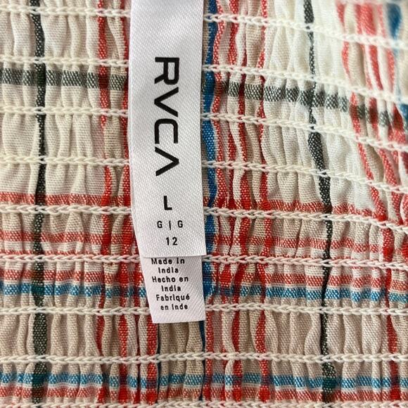 RVCA Bella Multicolor Plaid Lace-Up Cropped Tank Top Women's Size Large NWT - Picture 3 of 9